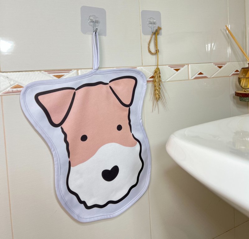 Wirefoxterrier 剛毛獵狐梗 造型擦手巾 大頭 淺紫 - 毛巾/浴巾 - 聚酯纖維 紫色