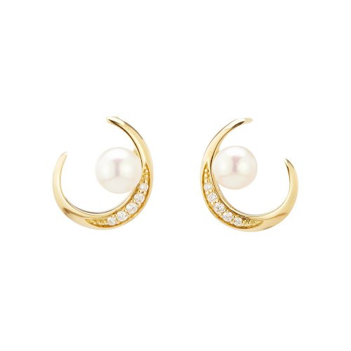 AndyBella Jewelry 18K金真鑽珍珠星月造型耳環