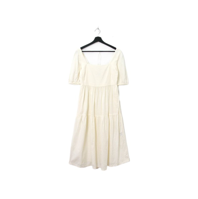 Back to Green-復古長洋裝 氣質方領 蛋糕裙Ls-33//vintage dress - 洋裝/連身裙 - 棉．麻 