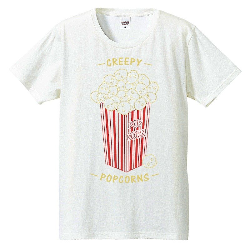 Tシャツ / Creepy Popcorns - T 恤 - 棉．麻 白色