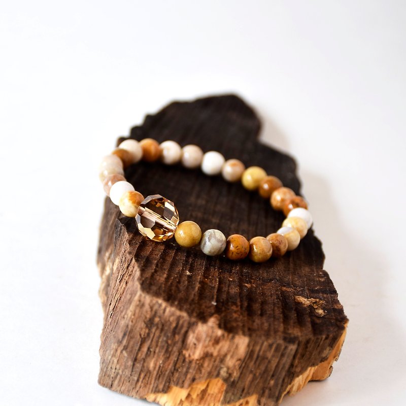 Handmade natural coral jade with yellow gem bracelet // natural gems // personalized bracelet - Bracelets - Gemstone Khaki