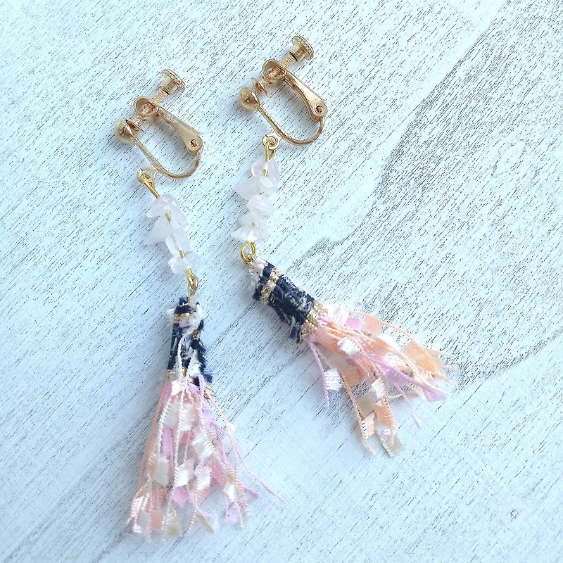 Aiyana Elegant Series Pink Crystal Tassel Earrings-Ear Pins/ Clip-On - Earrings & Clip-ons - Crystal Pink