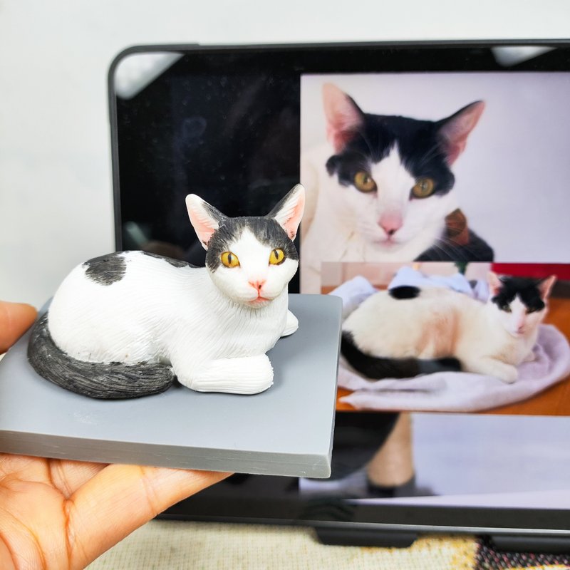 定制化猫咪 寵物 公仔 毛小孩 肖像畫 似顏繪 定制 紀念 禮物 - 公仔/玩偶 - 黏土 多色