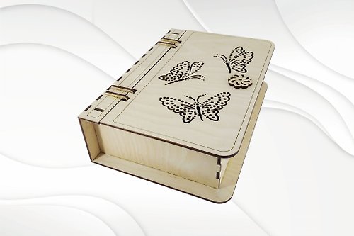 VectorBY 禮品盒設計激光切割蝴蝶 svg dxf 模式