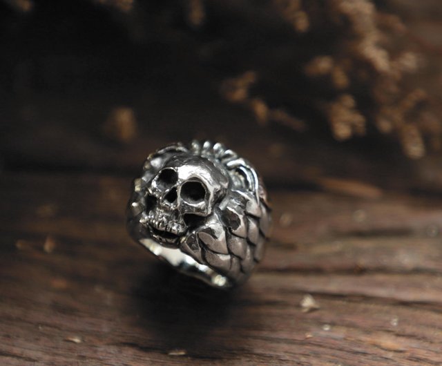 VIKING WARRIOR Skull Ring for Men in Sterling Silver by Ecks