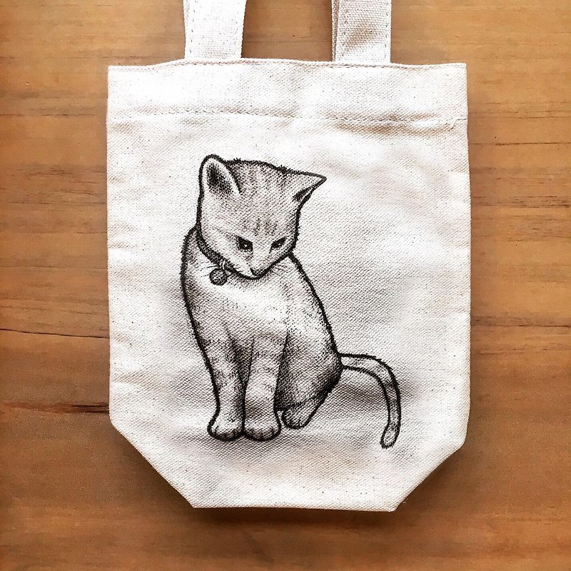 Pet sketching, Customized hand-painted canvas bag - กระเป๋าถือ - ผ้าฝ้าย/ผ้าลินิน ขาว