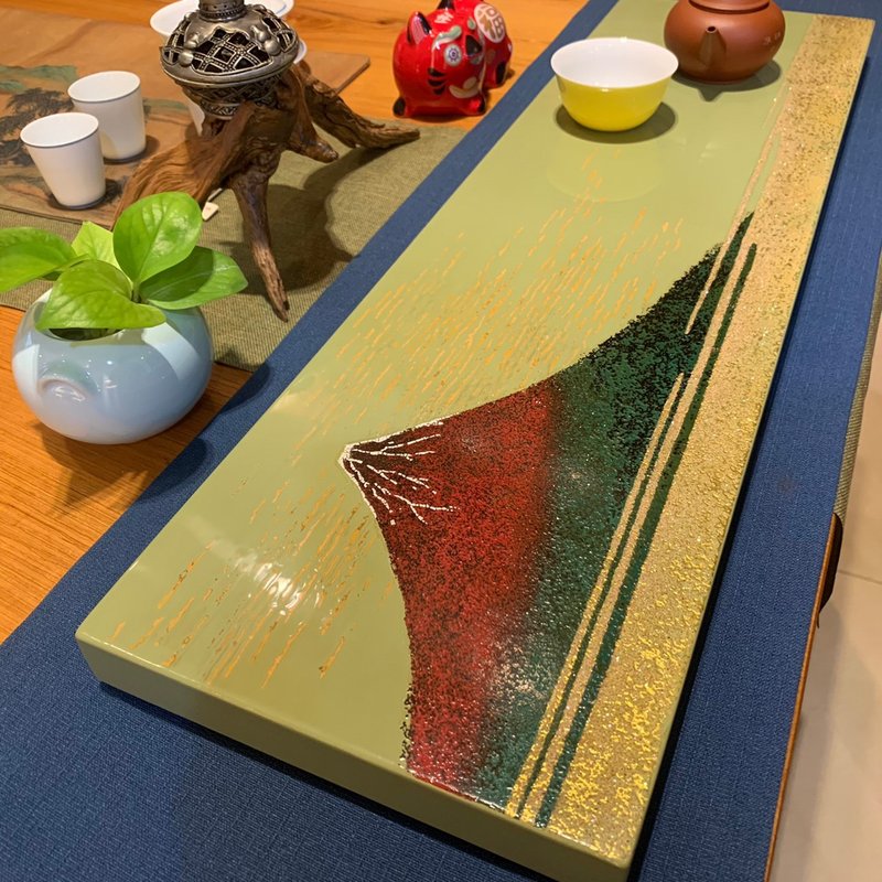 浮世繪大師葛飾北齋風格 - 凱風快晴漆器板(綠) - 擺飾/家飾品 - 木頭 綠色