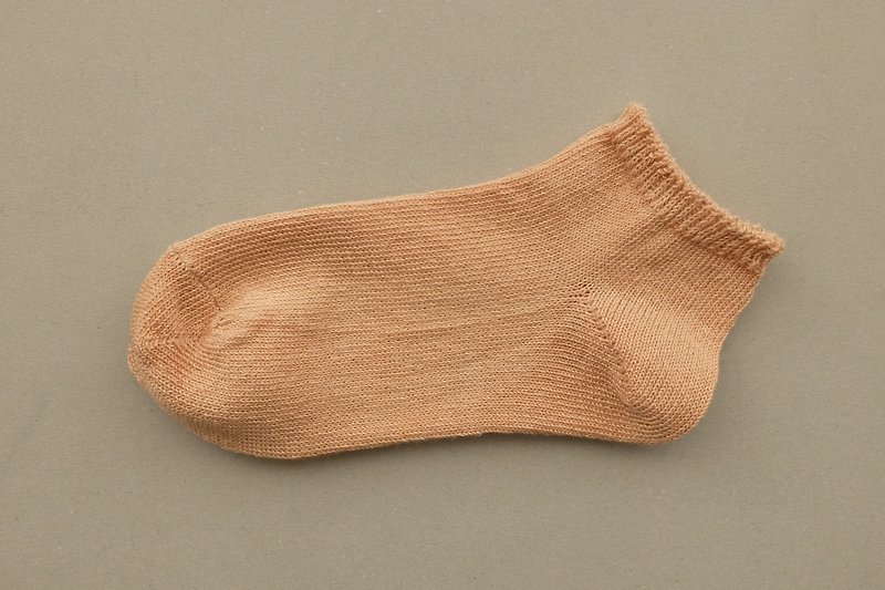 Linen ankle socks light peach 22-24cm - ถุงเท้า - ผ้าฝ้าย/ผ้าลินิน สึชมพู
