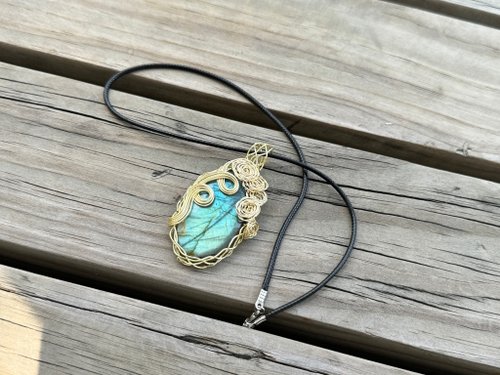 230450 ワイヤーラッピングラブラドライトブロンズワイヤーラッピング