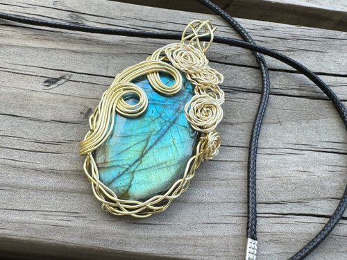 230450 ワイヤーラッピングラブラドライトブロンズワイヤーラッピング