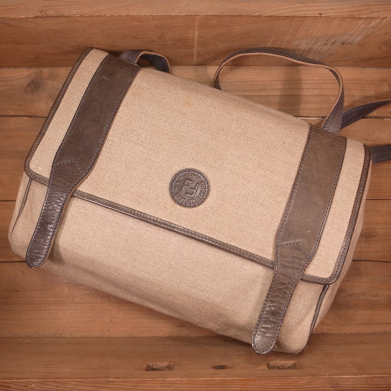Old bone FENDI hemp side backpack - Messenger Bags & Sling Bags - Linen Khaki