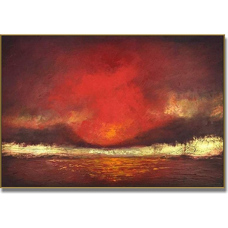 Abstract Oil Painting Oversized Abstract Paintings On Canvas Red Painting - 壁貼/牆壁裝飾 - 壓克力 紅色