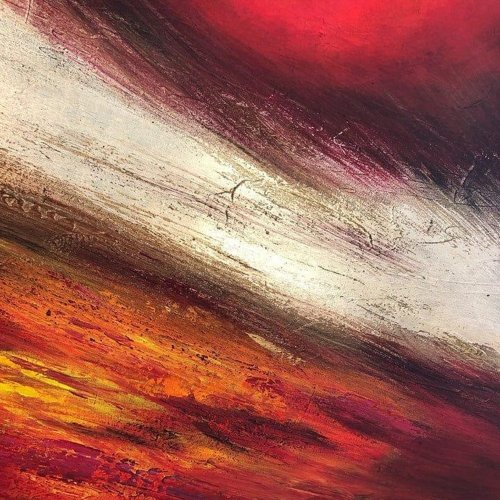 抽象油絵 特大抽象画 キャンバスに描かれた赤い絵 - ショップ
