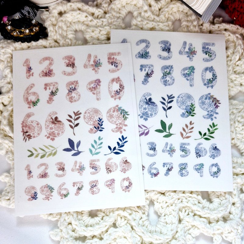 A leaf number sticker - 紙膠帶/和紙/PET - 紙 白色