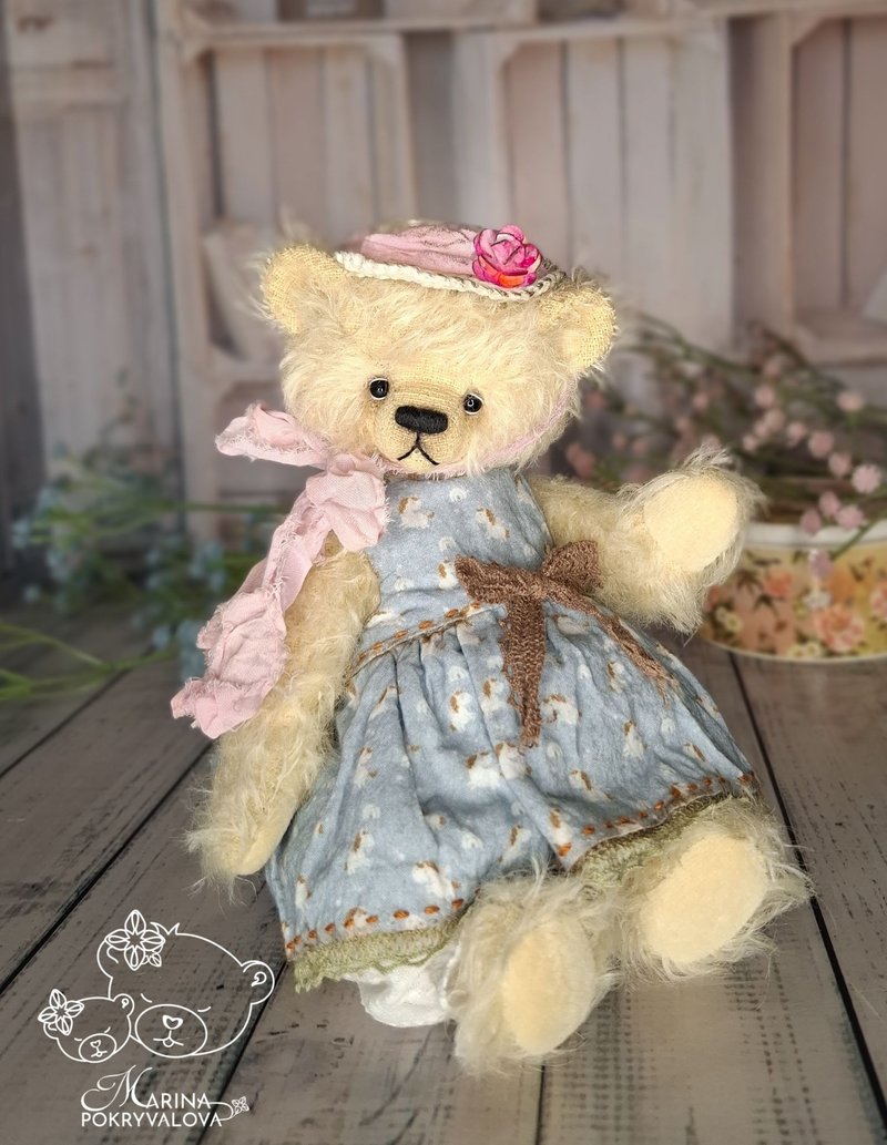 Artist teddy bear Mohair teddy bear New year gift - 公仔/玩偶 - 其他材質 咖啡色