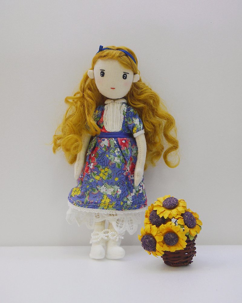 Handmade doll-  Vintage girl - Stuffed Dolls & Figurines - Cotton & Hemp Gold