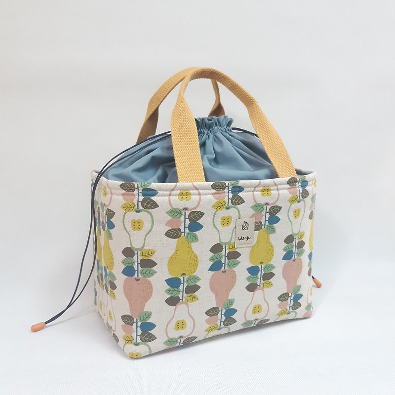 Insulated Lunch Bag 25x15cm Insulated Can Strap/ Drawstring Tote Bag/ Pear String - กระเป๋าถือ - ผ้าฝ้าย/ผ้าลินิน สีทอง