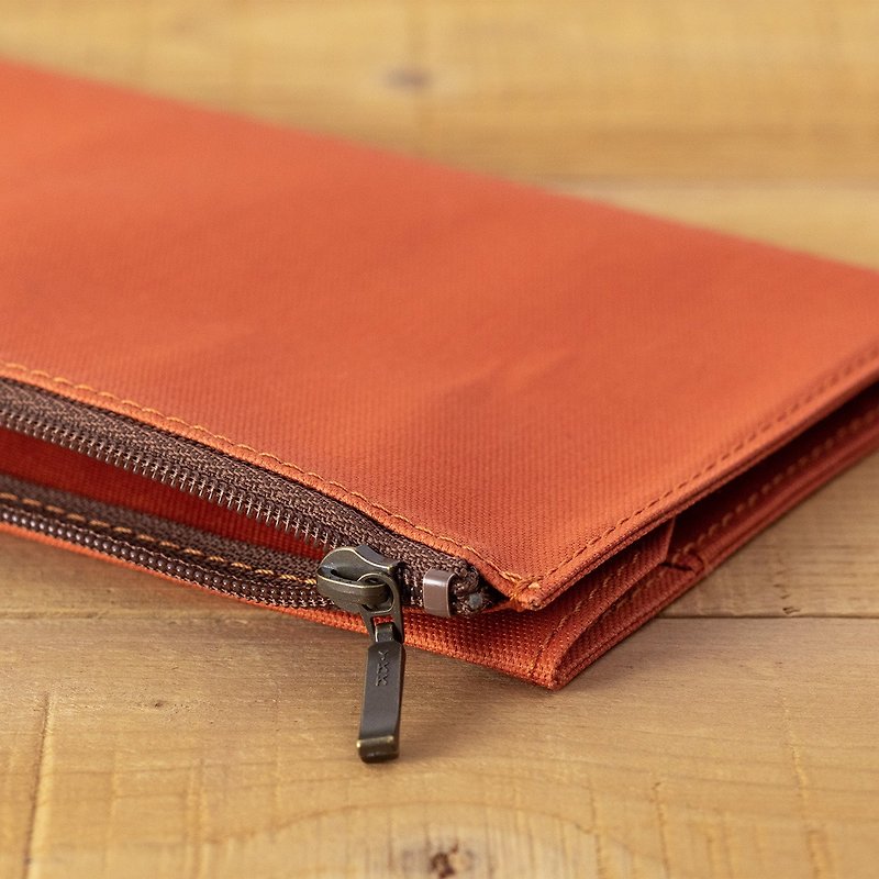 Traveler's Notebook zipper storage bag normal size orange - อื่นๆ - ผ้าฝ้าย/ผ้าลินิน สีส้ม