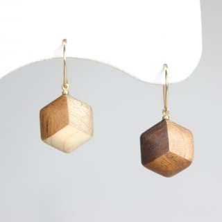 Hexagonal earrings in parquet