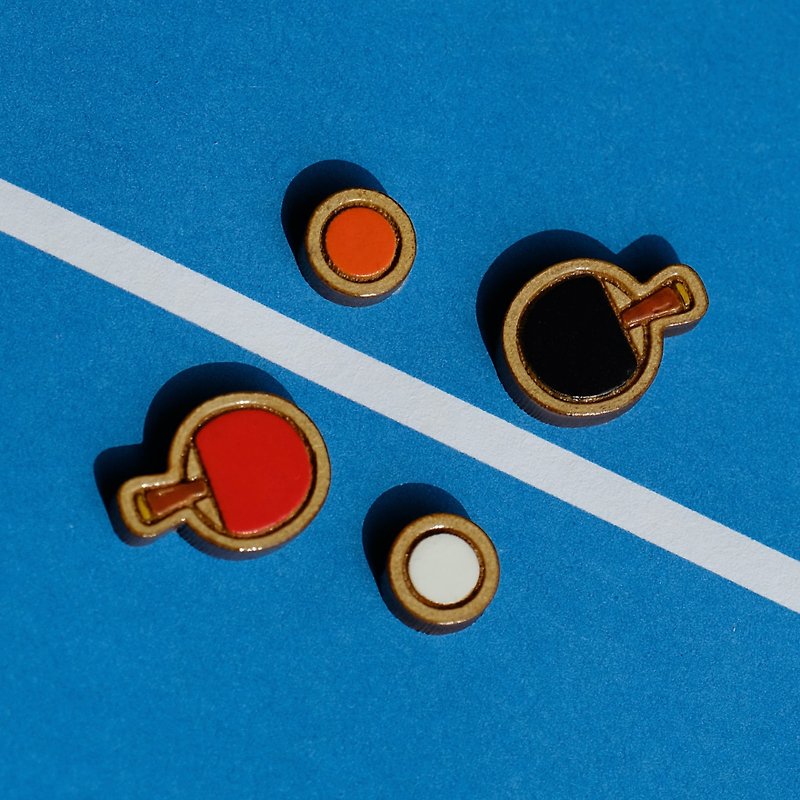 Painted wood earrings-pingpong - Earrings & Clip-ons - Wood Blue