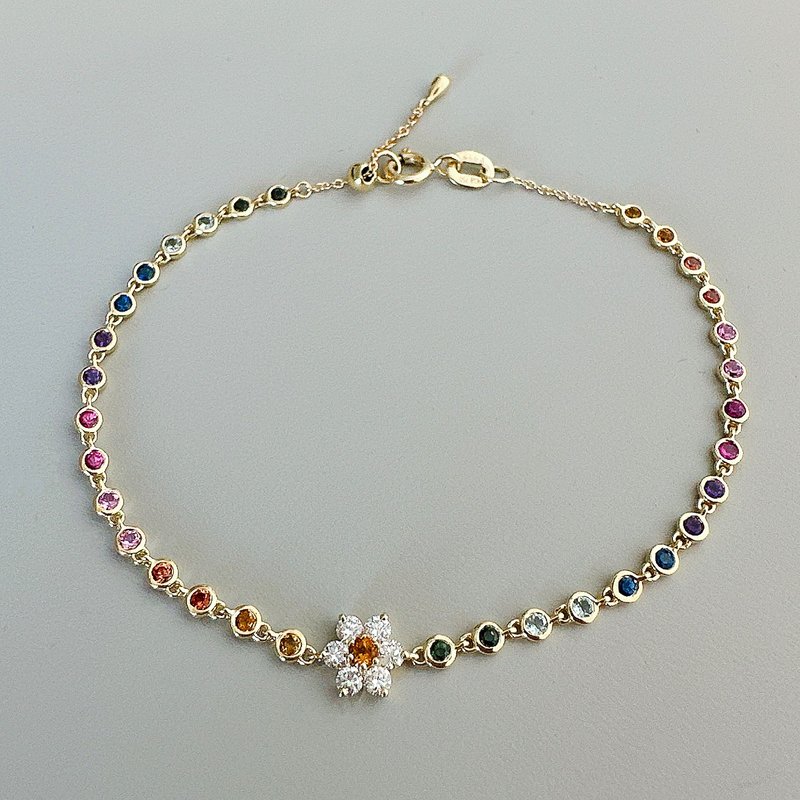 Diamond Floral Rainbow Bracelet - Bracelets - Precious Metals 