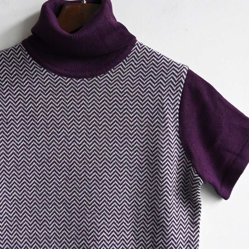 [Egg Plant Vintage] Purple turtleneck knitted vintage top - Women's Sweaters - Other Man-Made Fibers Purple