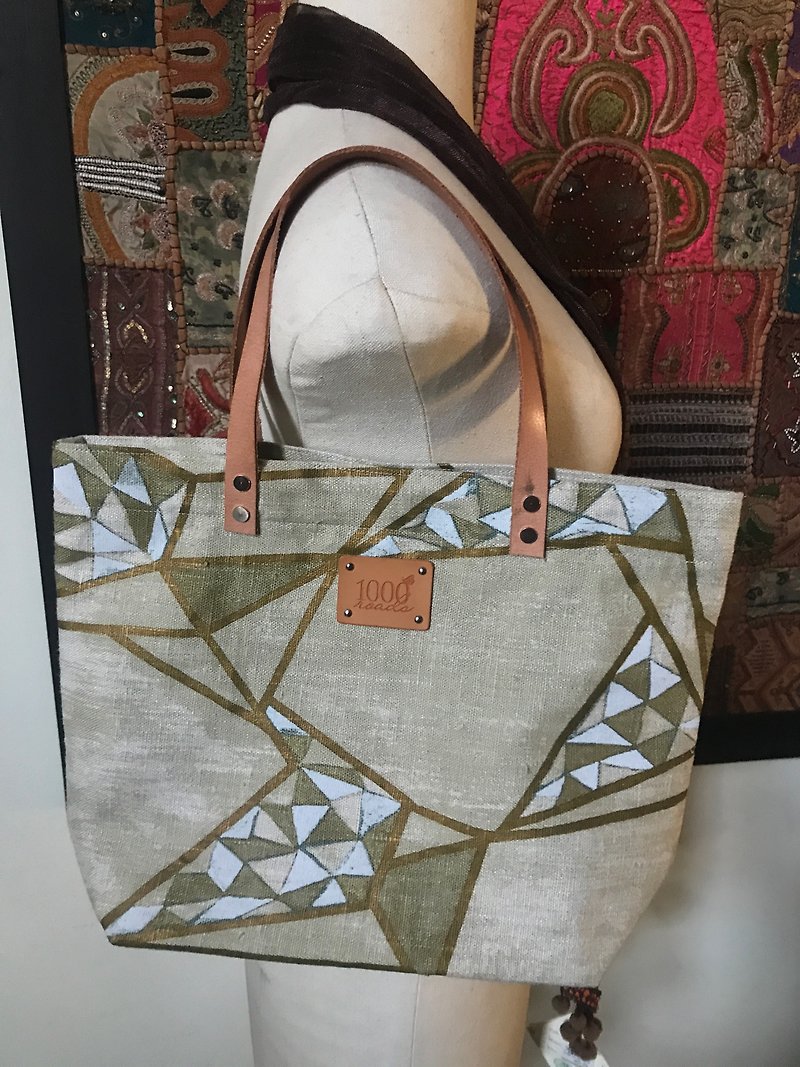 Printed linen tote bag - Other - Cotton & Hemp Multicolor