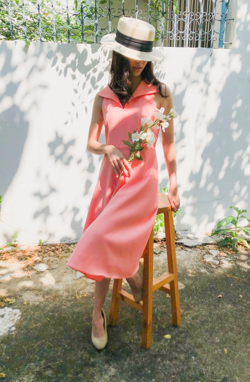 La La Dress - Peach Party dress timeless sleeveless summer party dress - 洋裝/連身裙 - 聚酯纖維 粉紅色