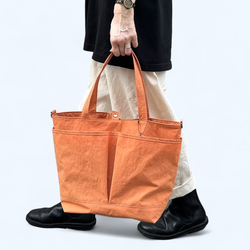 MARKT Orange KONBU Water-repellent nylon tote bag Made to order - Handbags & Totes - Nylon Orange