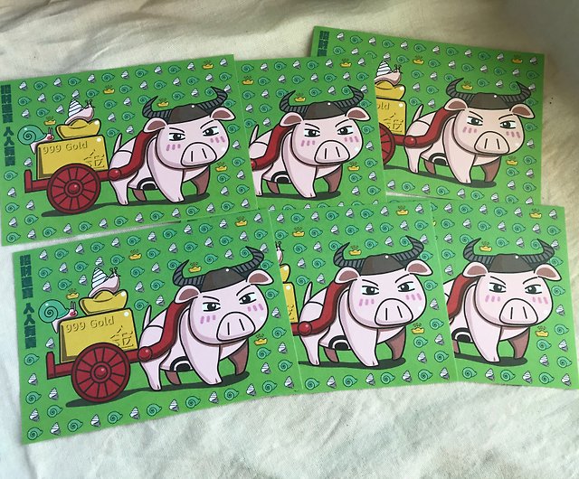 動物の祝福の儀式 太陽の大きなブラックの兄弟 豚のペナン Zhaocaijinbaoはがきを6つのグループに分けます ショップ 亀燕百貨行 Turtle Swallow General Store カード はがき Pinkoi