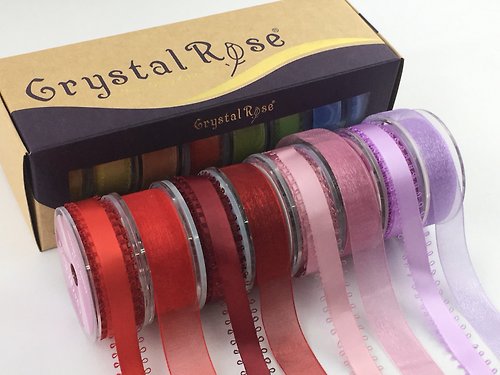 Crystal Rose Ribbon 緞帶專賣 歐洲Picot緞面禮盒8入/古典玫瑰