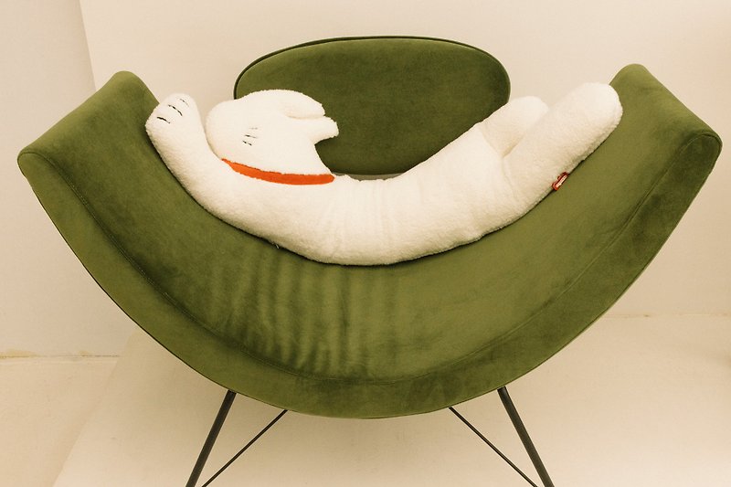 瑜珈兔兔 羊羔絨長條枕 兔年好禮物 柔軟可愛 - 枕頭/咕𠱸 - 聚酯纖維 白色