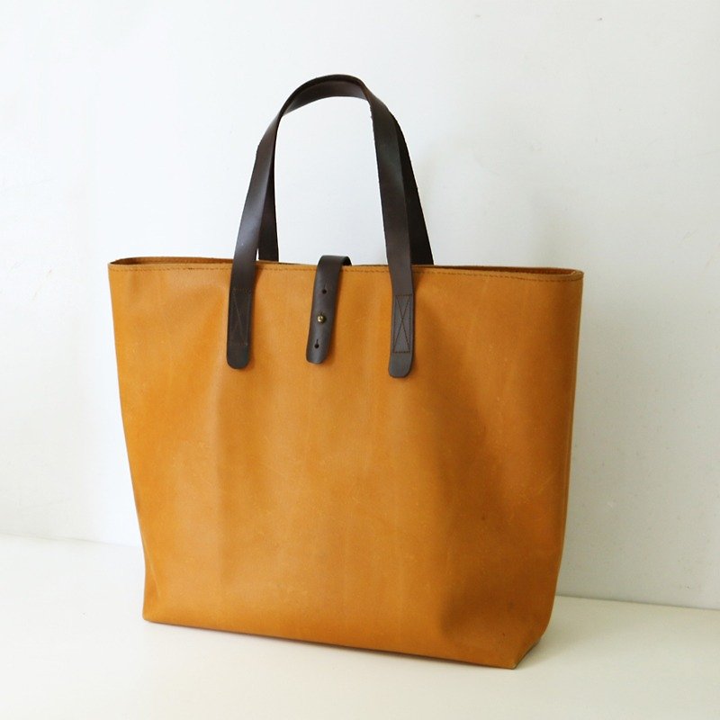 *Mingen Handiwork*Original handmade Brown leather tote bag PDJ16002 - Messenger Bags & Sling Bags - Genuine Leather Orange