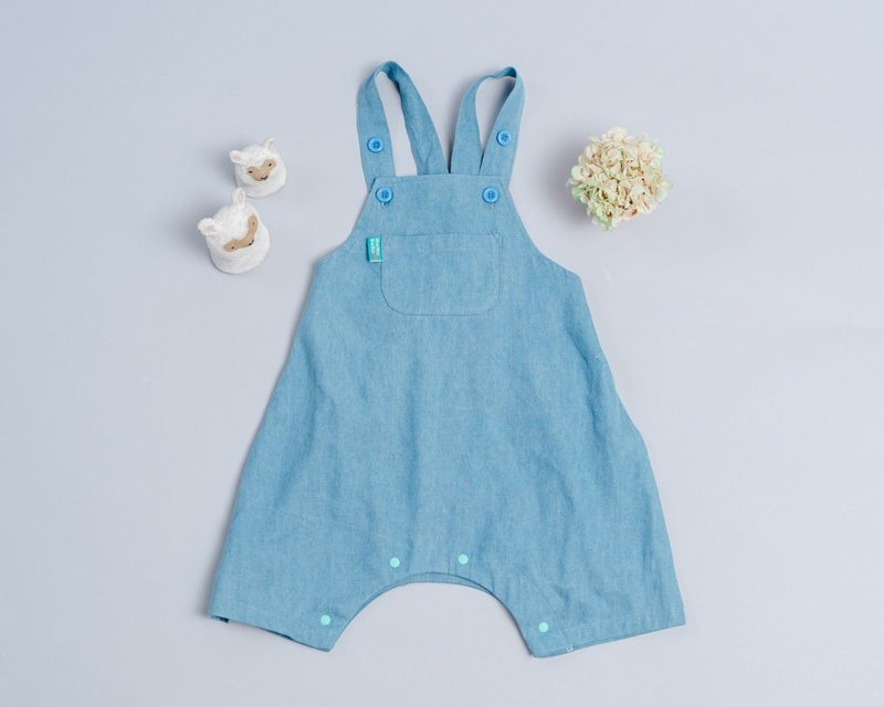 Fart elastic suspenders (short) pants-cow 1 Fart jumpsuit baby shorts anti-mosquito - Pants - Cotton & Hemp Gray