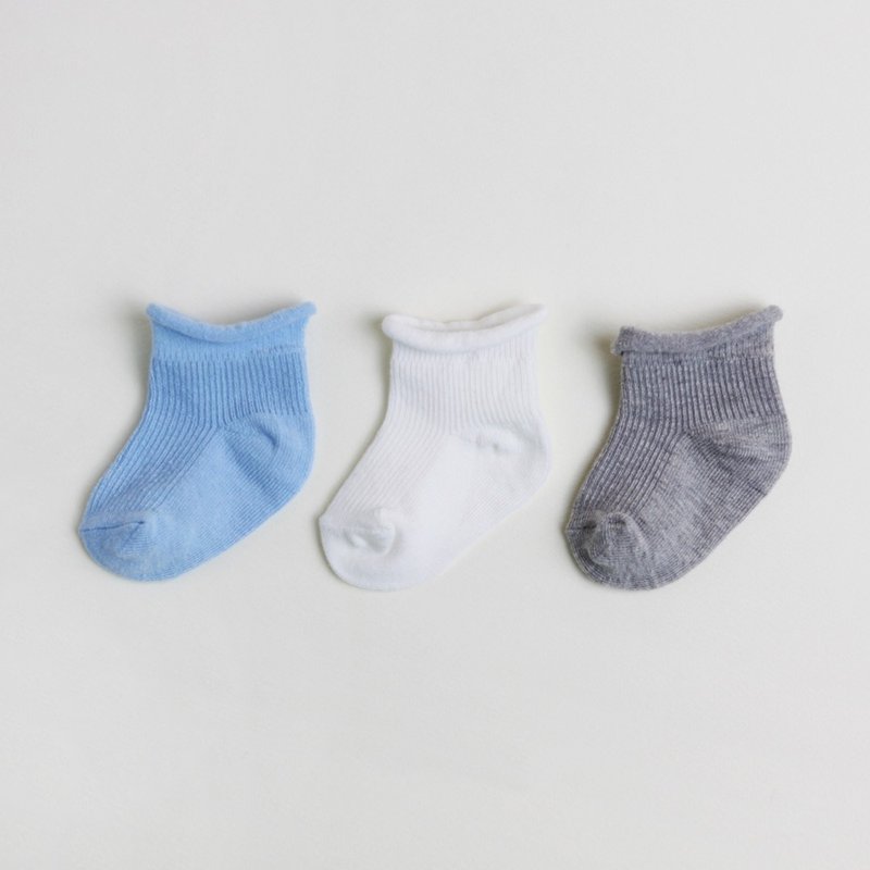 Happy Prince Korean Newborn Little Prince Baby Ankle Socks Set of 3 Pairs - Baby Socks - Cotton & Hemp Blue