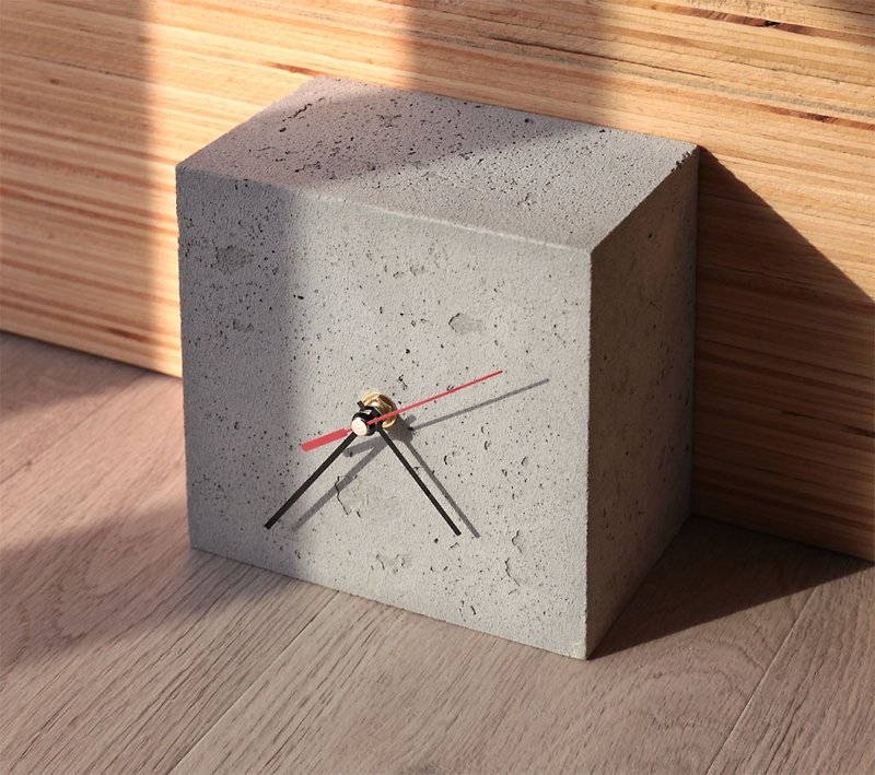 Cement square table clock - Clocks - Cement Gray