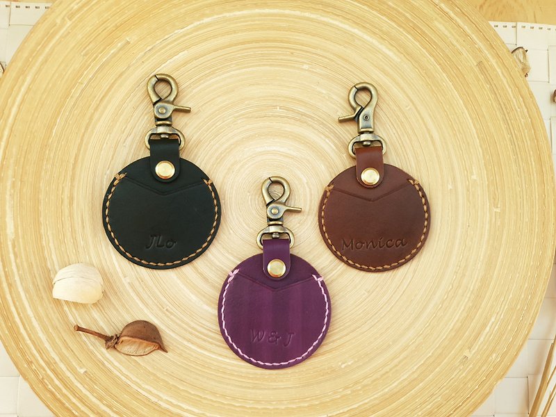 gogoro key leather case (hook type)│Vegetable tanned leather, hand-dyed and brandable - ที่ห้อยกุญแจ - หนังแท้ สีนำ้ตาล