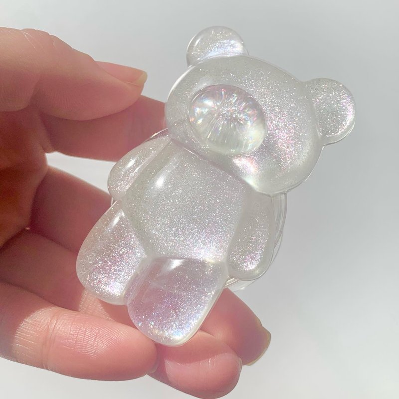 Pink White Lame Bear Smartphone Grip - Other - Resin White