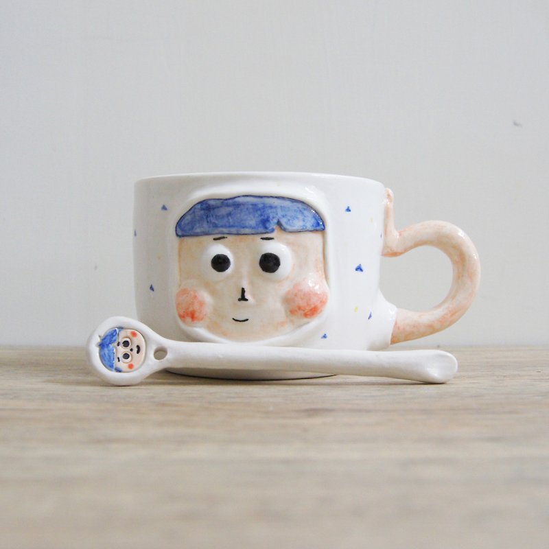 [Ceramic Cup] Porcelain Boy Cup Couple Cup 400ml - Mugs - Porcelain Multicolor