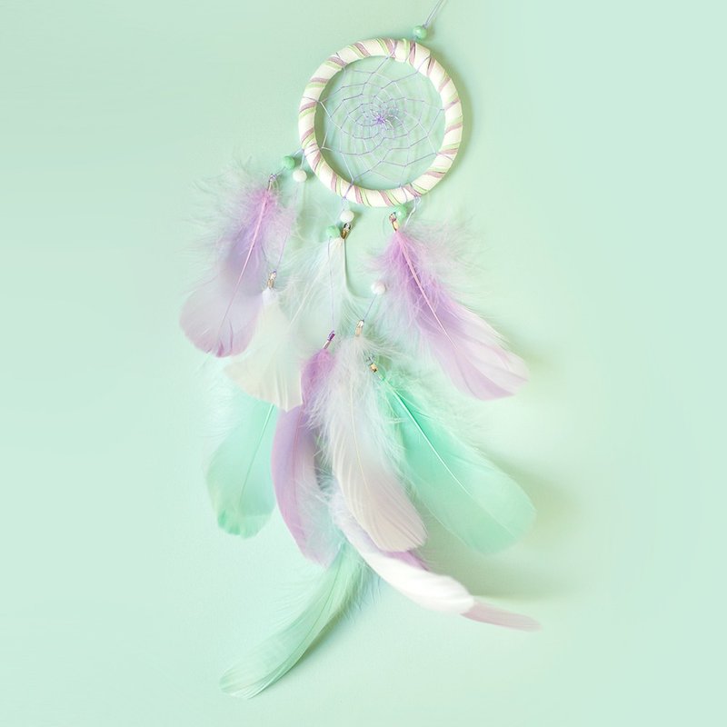 Dream Catcher Material Pack 8cm - Fresh Cotton Candy Style Elegant Version (White+Light Purple+Mint Green) - อื่นๆ - วัสดุอื่นๆ 