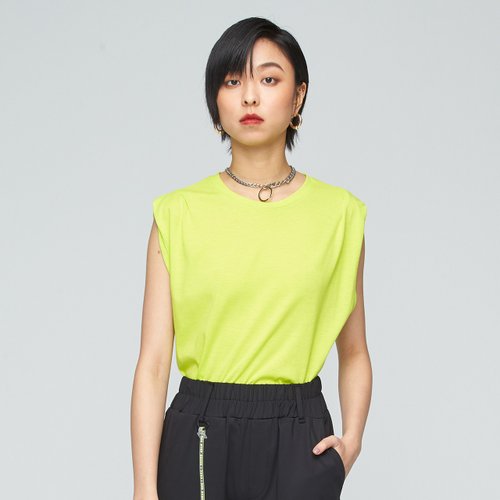 VOUX 抗菌透氣打摺上衣(女)-檸青