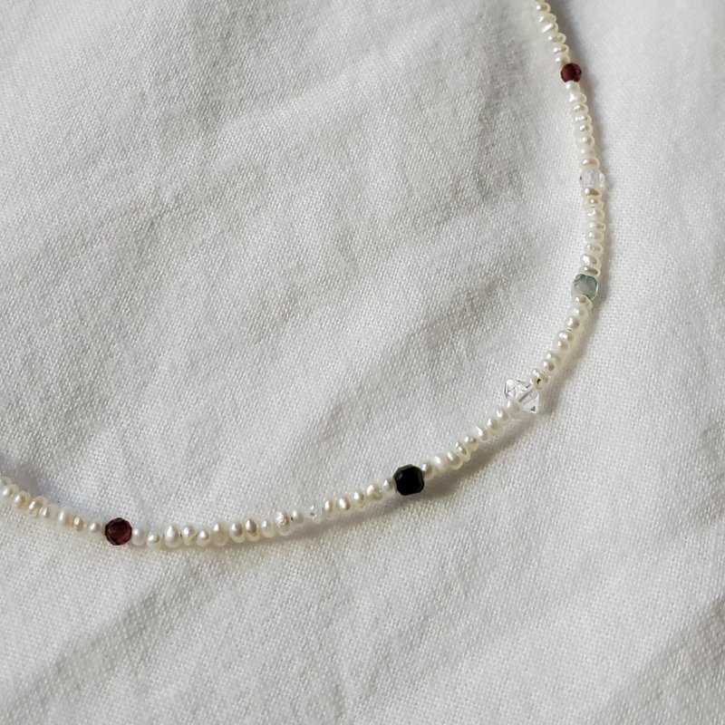 Pearl Tourmaline Necklace/Natural Pearl Ore Jewelry Stainless Steel ...