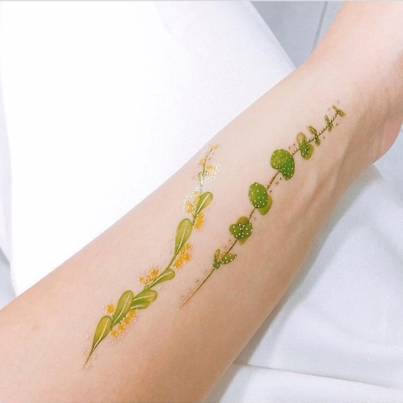 皇家植物園 -2入紋身貼紙 原創手繪設計 - Temporary Tattoos - Paper Green