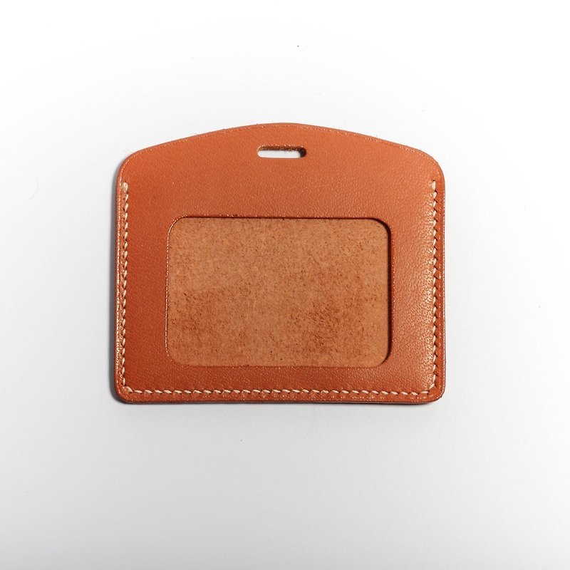 [Yingchuan hand-created] ID holder, leisure card holder (red-brown straight) cowhide pure hand-stitched - ID & Badge Holders - Genuine Leather Brown