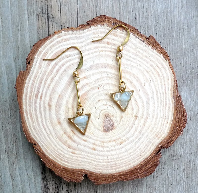 Misssheep - Brass X Natural Sea Sapphire Time Gemstone Earrings - ต่างหู - วัสดุอื่นๆ 