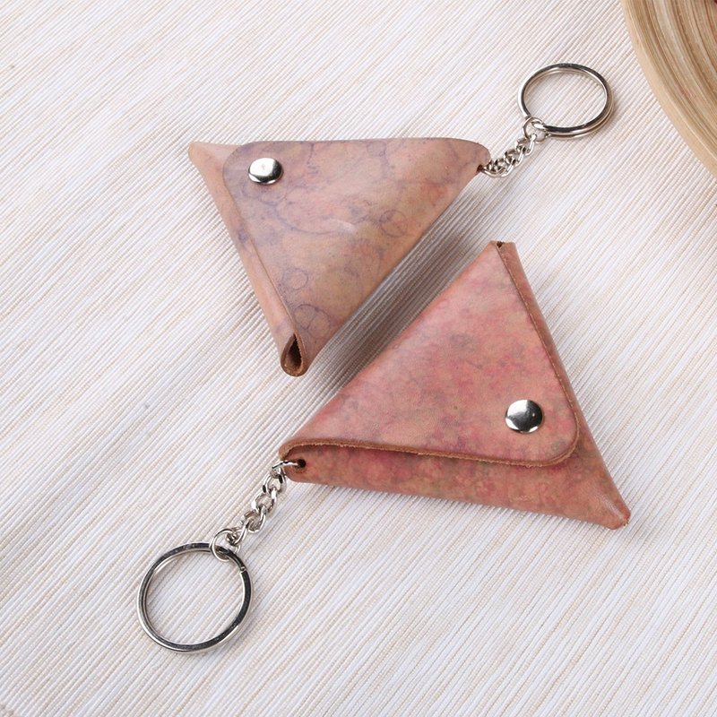 [Bubble Dyeing] Vegetable Tanned Leather Handmade Triangle Coin Purse<Small> - กระเป๋าใส่เหรียญ - หนังแท้ หลากหลายสี