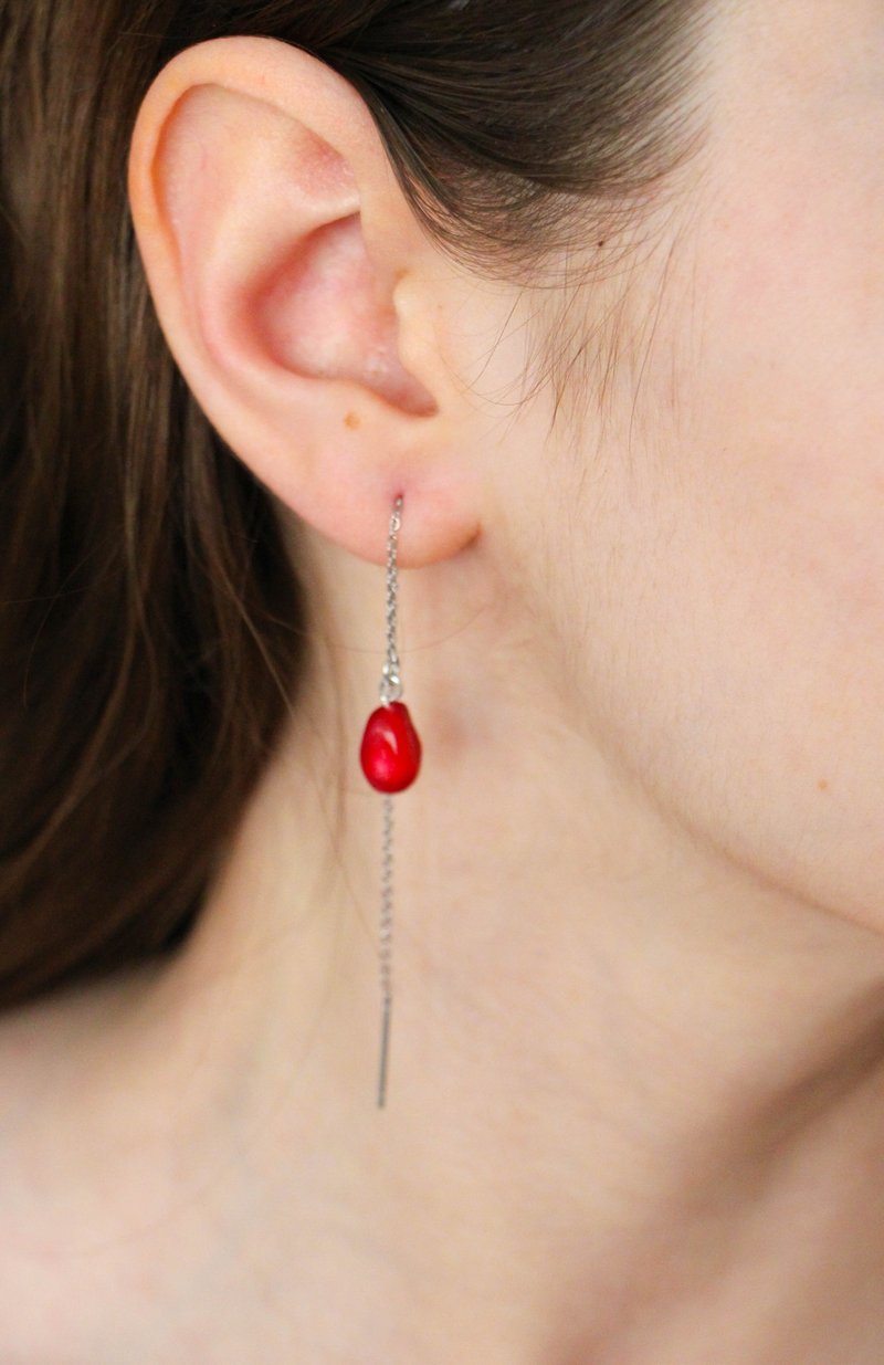 Pomegranate earrings Vegan earrings - ต่างหู - ดินเหนียว สีแดง