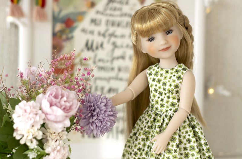 St. Patrick's Day dress for doll Ruby Red Fashion Friends (37 cm / 14.5 inches) - 玩偶/公仔 - 棉．麻 綠色