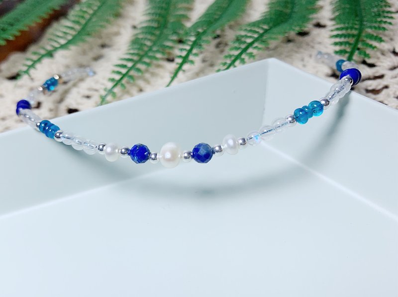 MH sterling silver natural stone custom series _ sea vortex - Bracelets - Semi-Precious Stones Blue