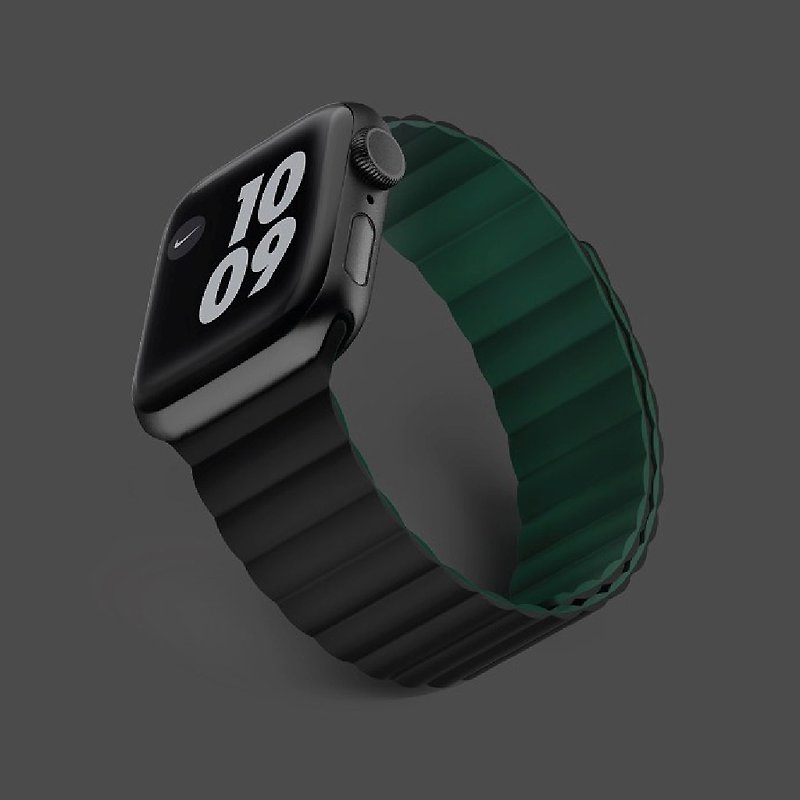 Cosmo  雙面磁吸錶帶 for 45/44/42mm Apple Watch - 黑 + 綠 - 其他 - 其他材質 